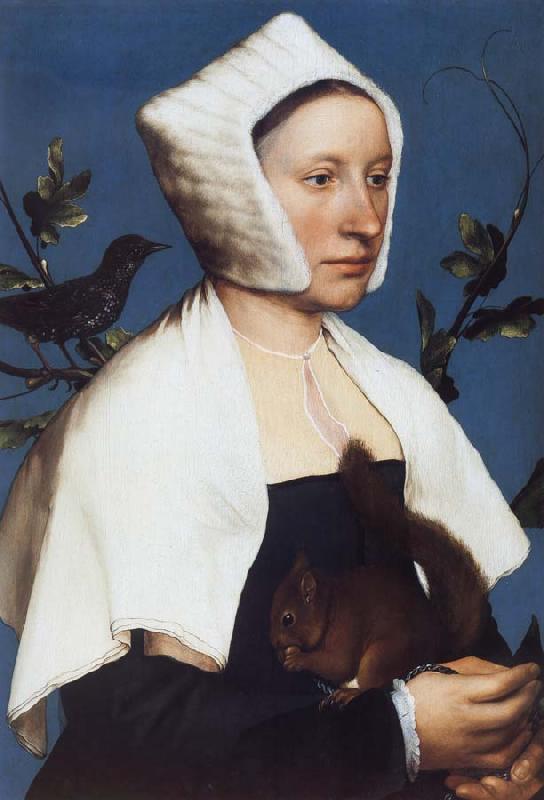 Hans holbein the younger Portrait of a Lady with a Squirrel and a Starling Sweden oil painting art